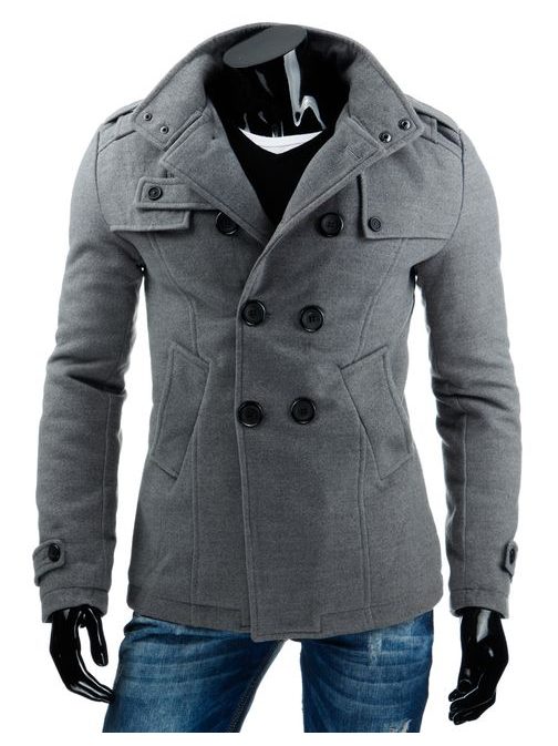 Moderný sivý pánsky kabát