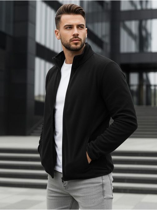 Čierna mikina na zips bez kapucne