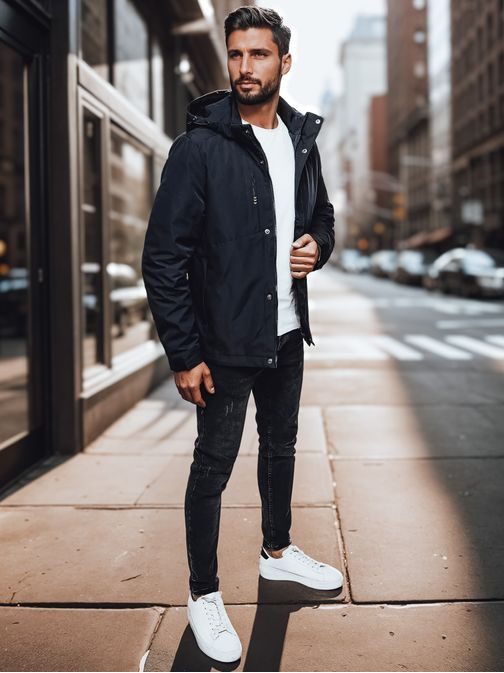 Prechodná pánska granátová bunda s kapucňou