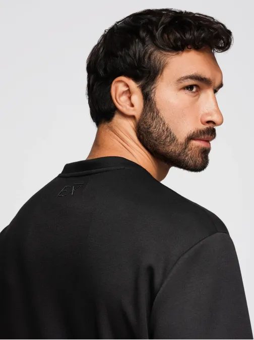 Moderná čierna mikina bez kapucne V1 OM-SNBC-0199