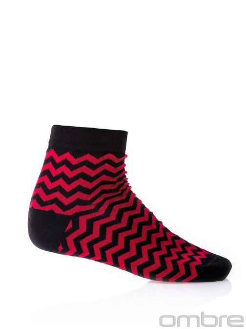 Červené členkové ponožky cik-cak U11