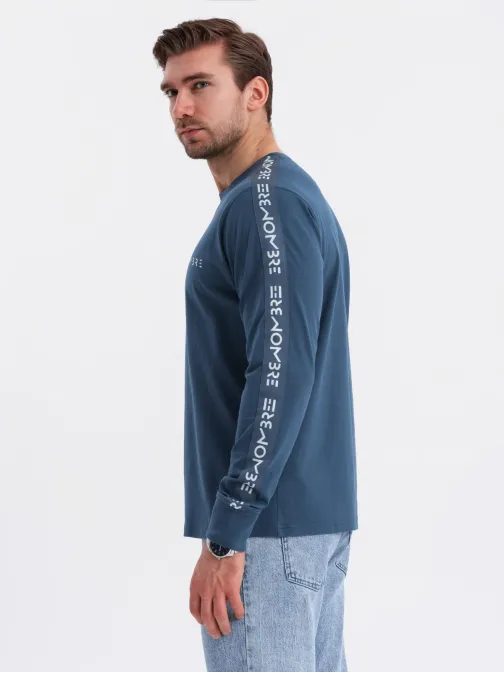 Pútavé tmavomodré tričko s dlhým rukávom  V1 LSCL-0127