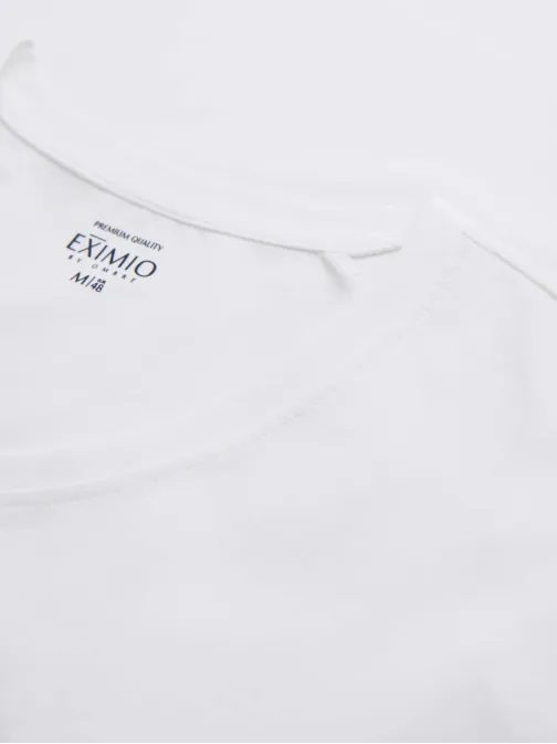 Trendy biele tričko s dlhým rukávom s V-výstrihom, s logom V2 LSBC-0123