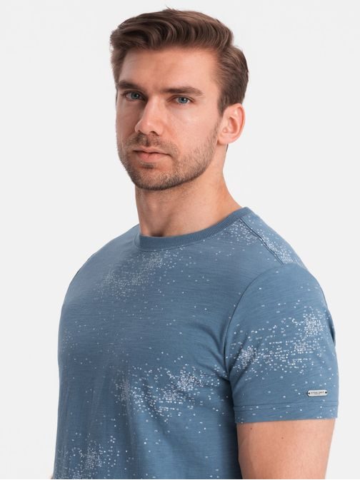 Modré tričko s roztrúsenými písmenami V3 TSFP-0179