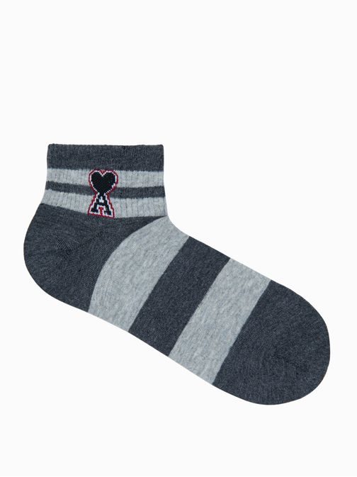 Dámske prúžkované ponožky v tmavo šedej farbe ULR106