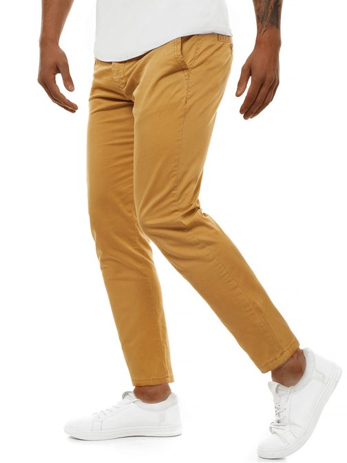 Moderné kamelové pánske chinos nohavice B/77005