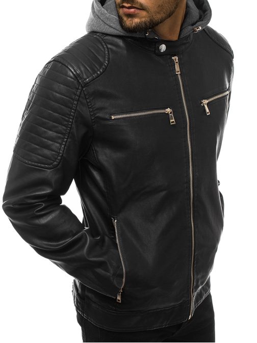 Pánska koženková bunda čierna JB/JP1106