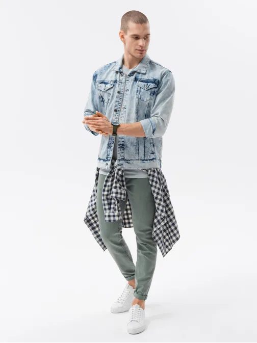 Moderná svetlo modrá rifľová bunda C441