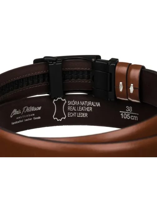 Módny hnedý kožený pánsky opasok Peterson