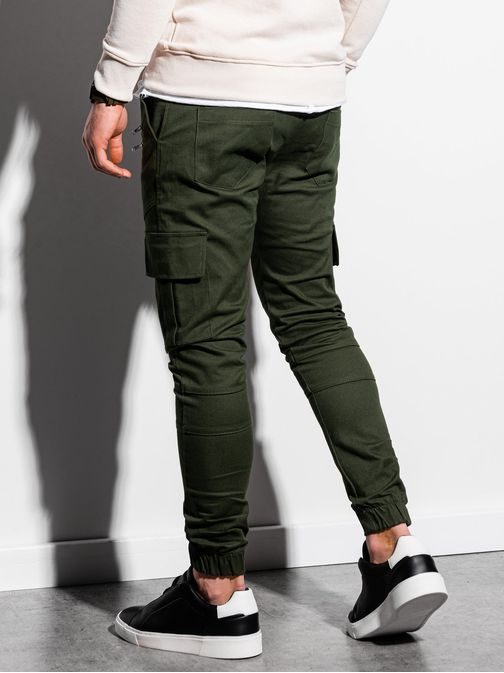 Trendové joggery v khaki farbe P1000