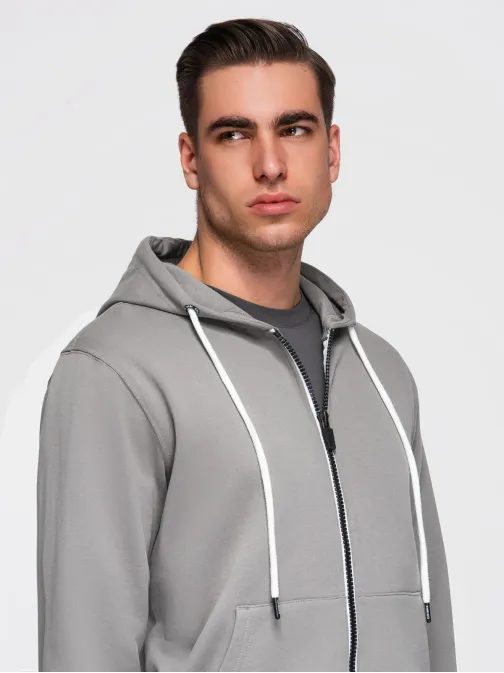 Pánska šedá mikina na zips V8 SSBZ-0272