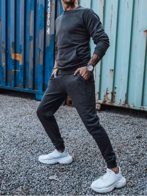 Tmavošedá tepláková súprava bez kapucne