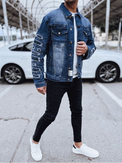 Senzačná pánska modrá džínsová bunda