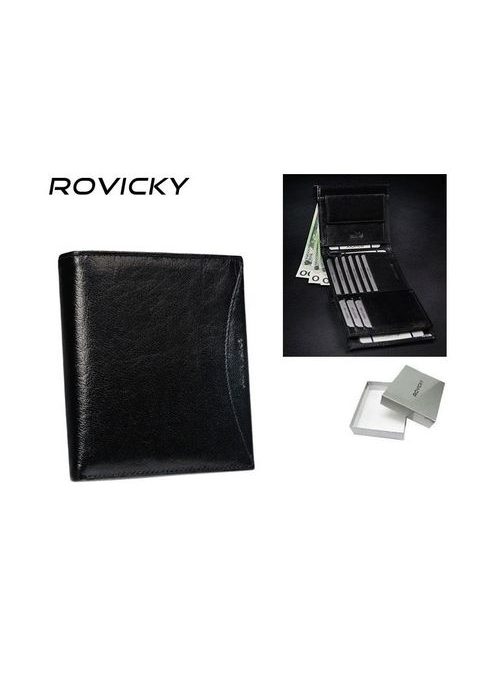 Čierna kožená elegantná peňaženka Rovicky