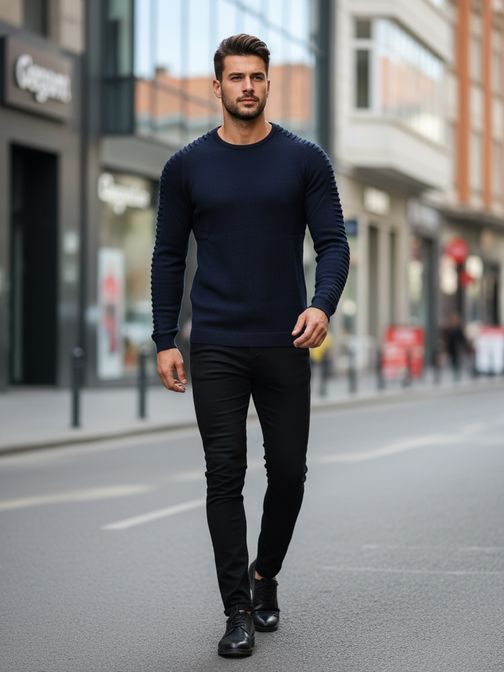 Štýlový sveter modrej farby pre pánov