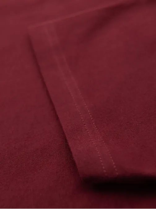 Basic bavlnené bordové tričko s V-výstrihom V10 TSBS-0237