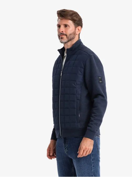 Tmavo modrá prešívaná prechodná bunda V1 JANP-0193