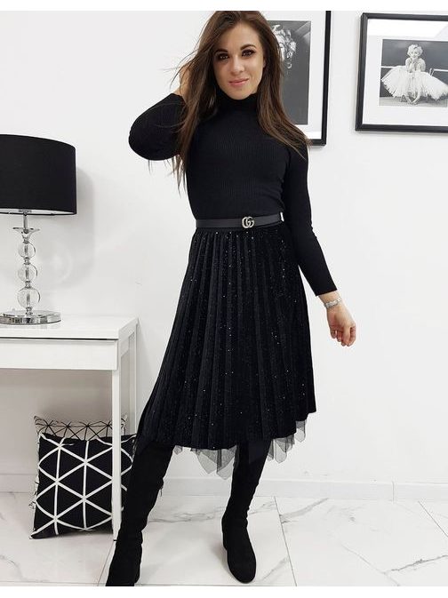 Čierna obojstranná velúrová sukňa