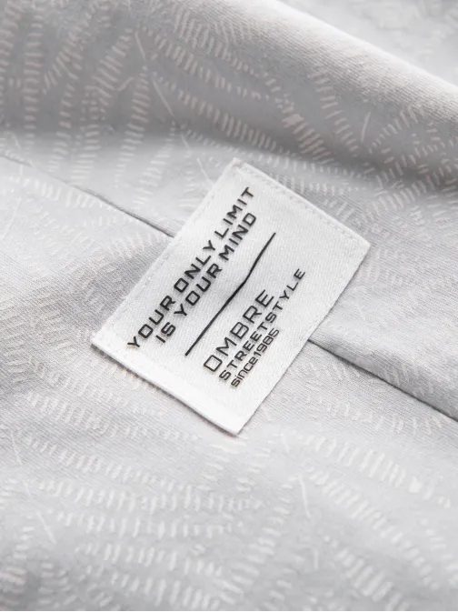 Šedé tričko potlač palmové listy V2 TSFP-0182