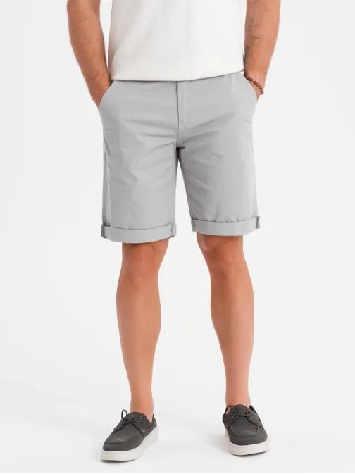 Pánske šedé chinos šortky s lemom V12 SRCS-0197