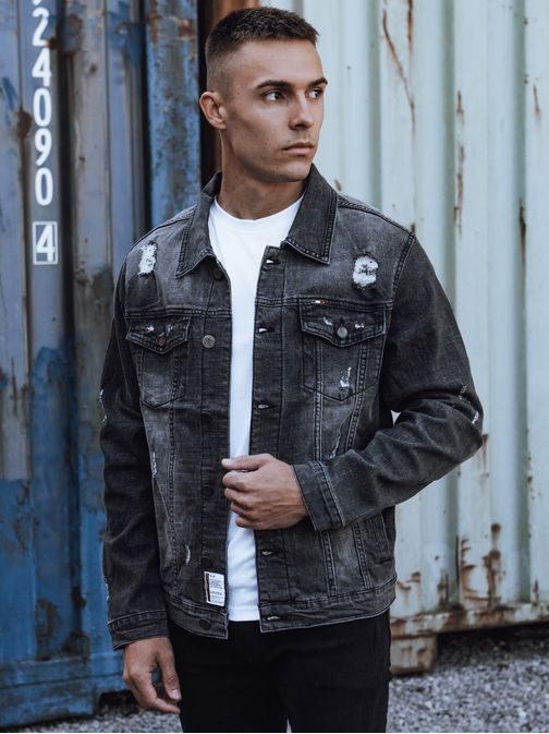 Trendy jeansová sivá pánska bunda