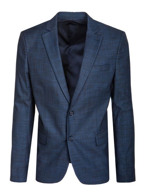 Pánske jednoradové sako v modrom farebnom prevedení