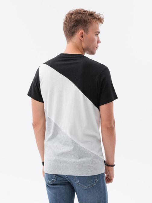Štýlové čierno-šedo melírované tričko S1627
