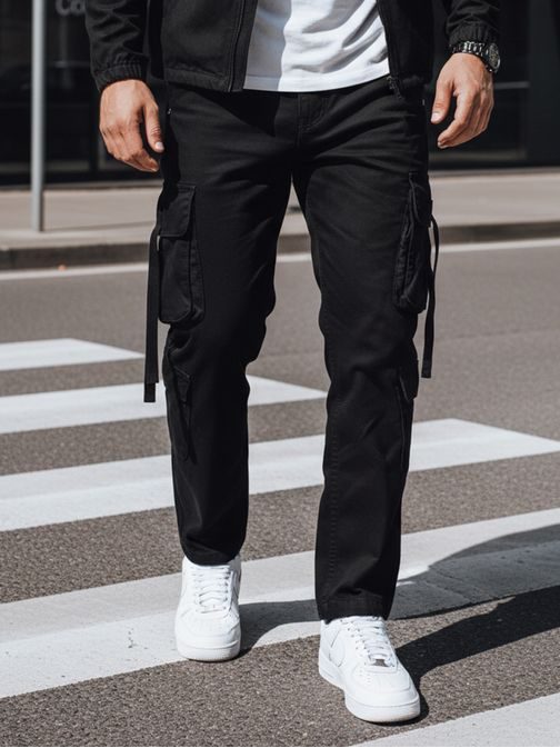 Široké baggy nohavice v čiernej farbe