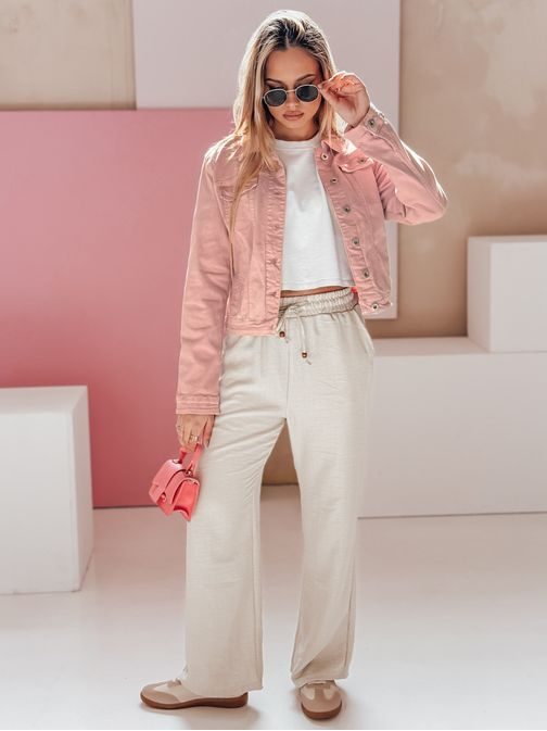 Pastelovo ružová dámska rifľová bunda PASTELLO