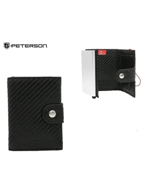 Módna čierna kožená peňaženka Peterson