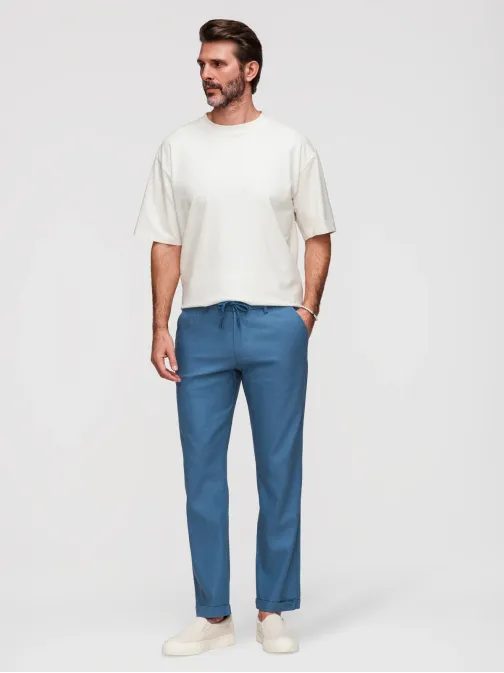 Trendy modré nohavice s pružným pásom V5 P1522