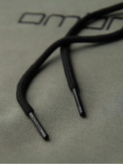 Cool khaki mikina s kapucňou a nápisom na hrudi V2 OM-SSNZ-0241