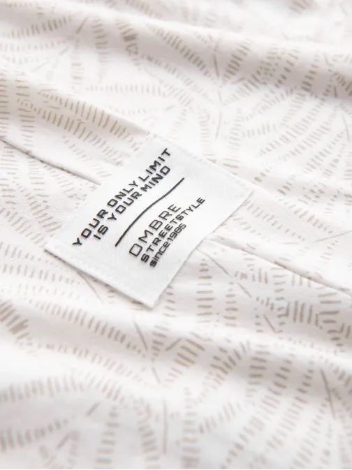 Béžové tričko potlač palmové listy V1 TSFP-0182