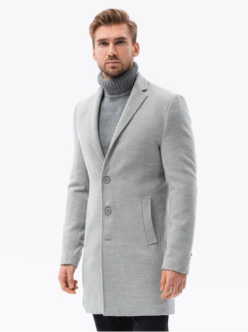 Šedý elegantný kabát C536