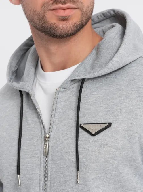 Moderná šedá pánska mikina na zips V2 SSZP-22SS-010