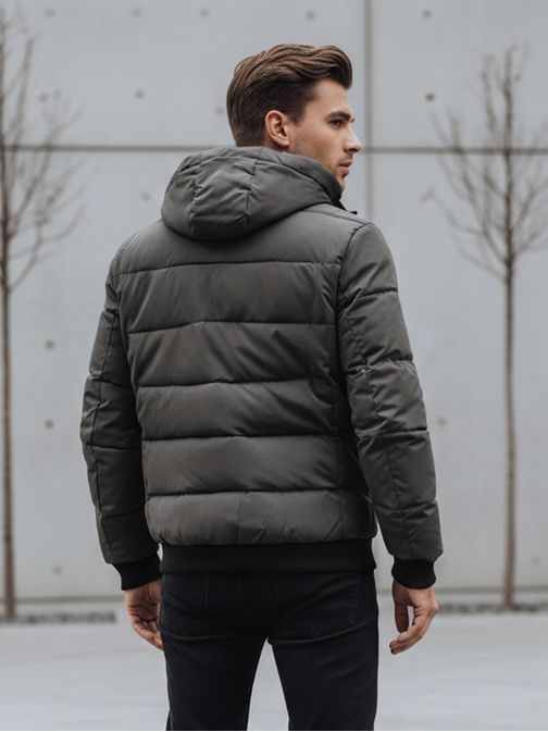 Trendy zimná bunda s kapucňou v šedom prevedení