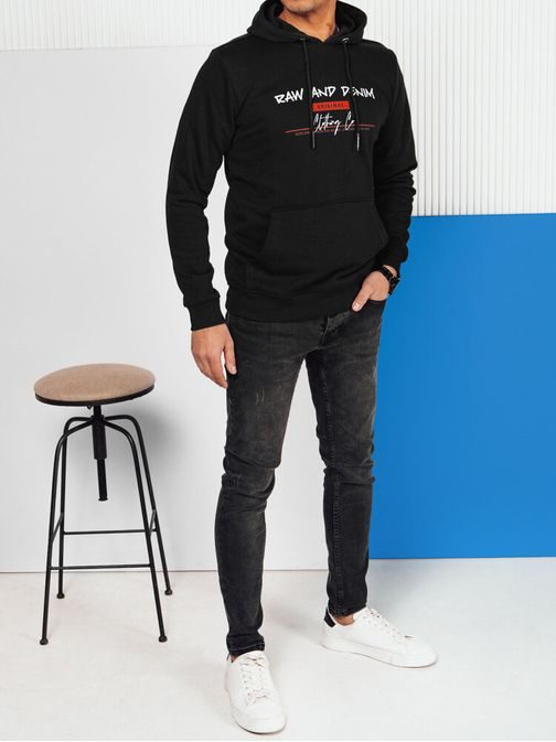Trendy čierna pánska mikina s nápisom