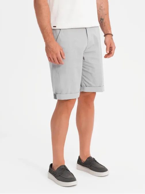 Pánske šedé chinos šortky s lemom V12 SRCS-0197