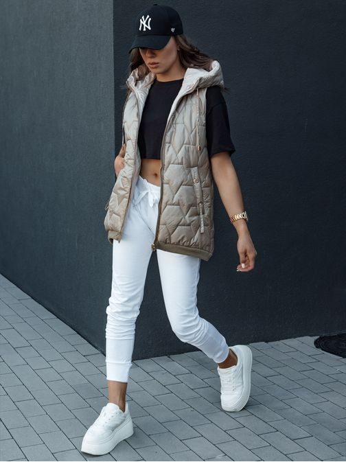 Dámska prešívaná kamelová vesta Glitzy