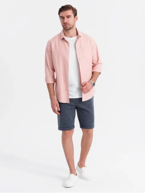 Štýlové tmavomodré kraťasy štruktúrované V1 SRCS-0177