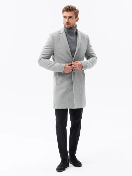 Šedý elegantný kabát C536