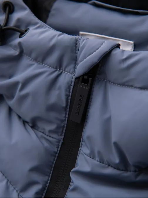 Teplá pánska bunda športového dizajnu fialovej farby