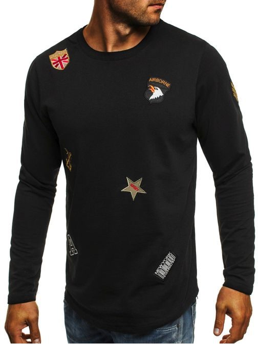 Tričko s nášivkami v čiernej farbe ATHLETIC 739