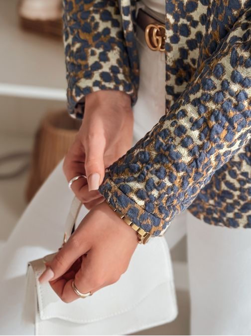 Vzorované modré dámske sako MARABELL