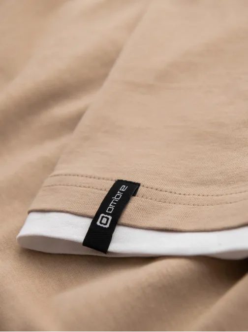 Jedinečné béžové tričko s kapucňou V5 TSCT-0256