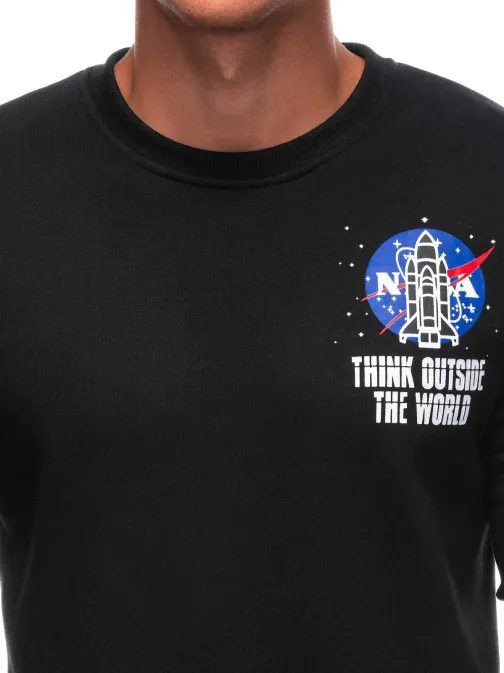 Čierna mikina s motívom NASA B1685