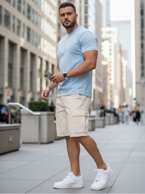 Bavlnené slabomodré tričko s krátkym rukávom