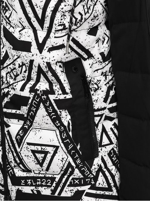 Moderná zimná čierna bunda s potlačou