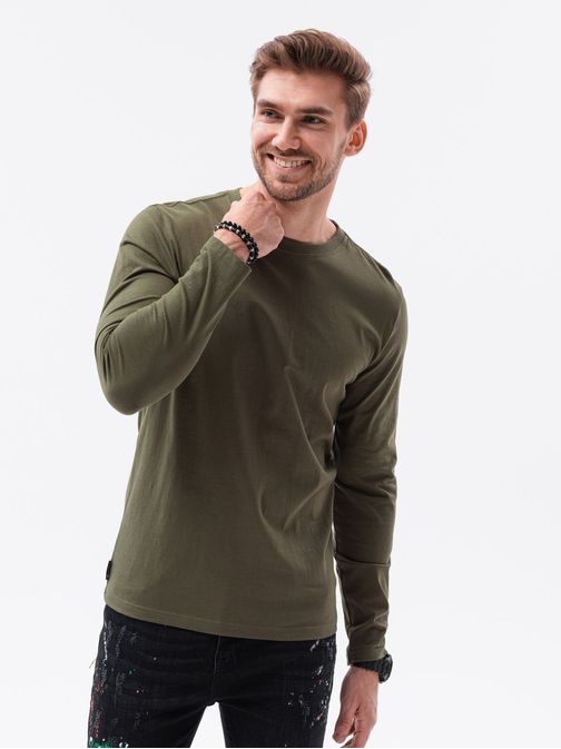 Klasické olivové tričko s dlhým rukávom L138