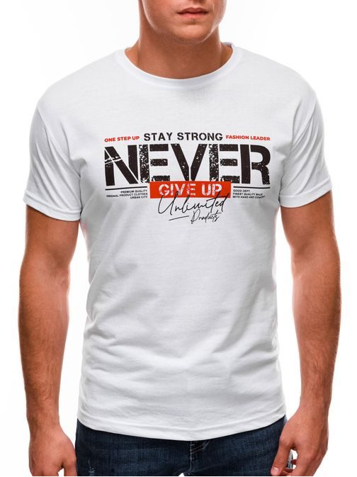 Biele tričko s potlačou Never Give Up S1488
